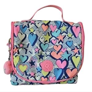 Kipling Kichirou Printed Lunch Bag, Pink Hearts & Stars